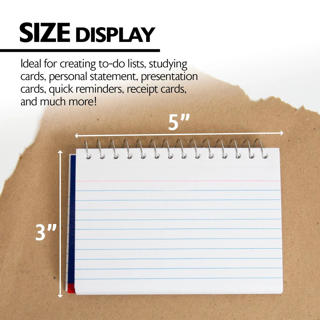 Bazic  50 Ct. Spiral Bound 3" X 5" Ruled White Index Card