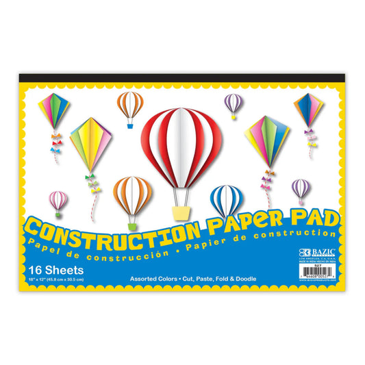 Bazic Construction Paper Pad 16 Sheets 18" x 12"