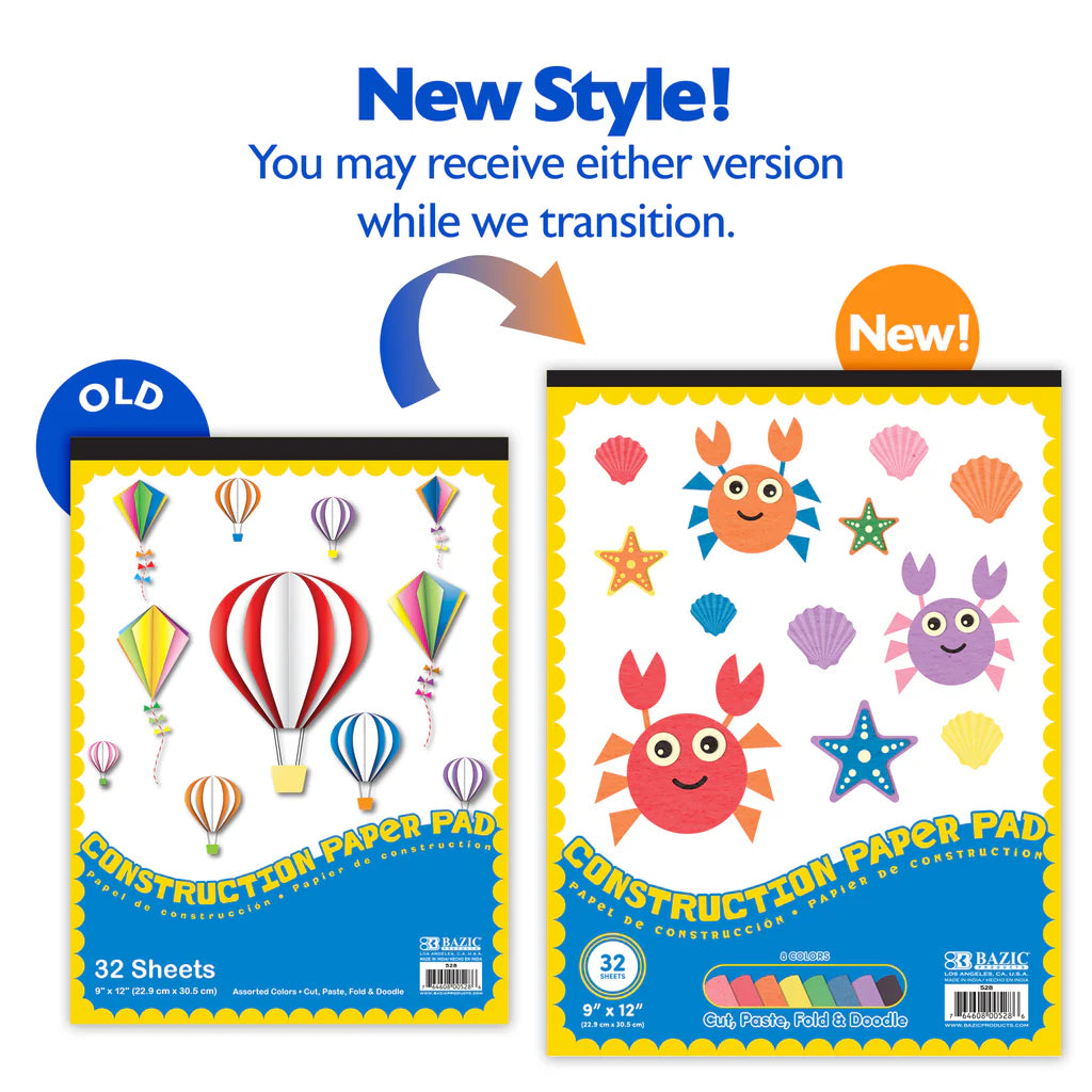Bazic Construction Paper Pad, 32 Sheets