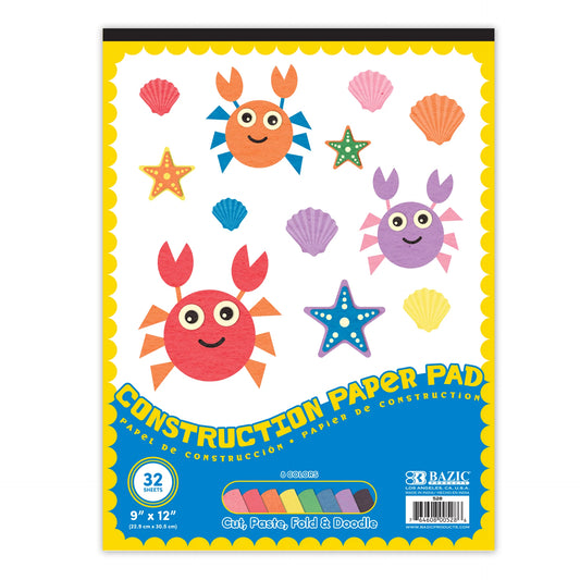 Bazic Construction Paper Pad, 32 Sheets