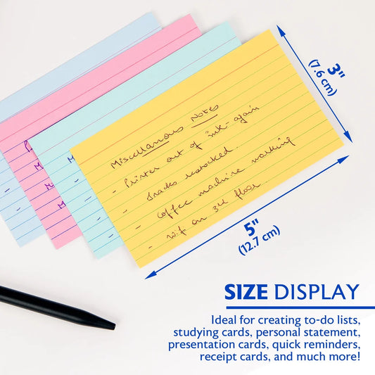 Bazic 100 Ct. 3" X 5" Ruled Colored Index Card