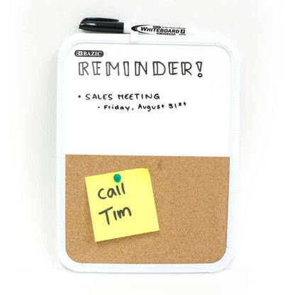 Bazic Dry Erase And Cork Board With Marker - 8 1/2" x 11"
