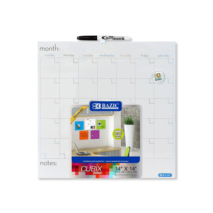 Bazic Magnetic Dry Erase Board, Calendar, 14" x 14"