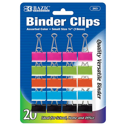 Bazic Binder Clips, Assorted Colour, 3/4" (19mm)