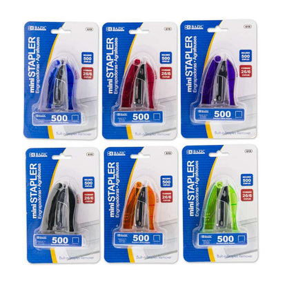 Bazic Mini Stapler, Standard 26/6 Staples