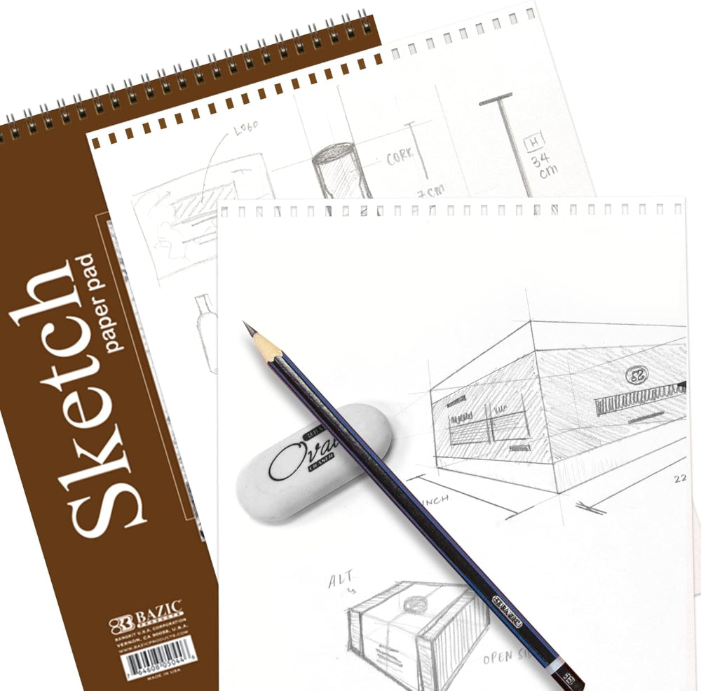 Bazic Sketch Book, 30 Sheets, 8.5" x 11"