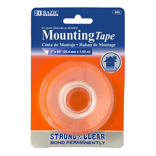 Bazic Clear Double-Sided Mounting Tape (25.4mm x 1.52m)