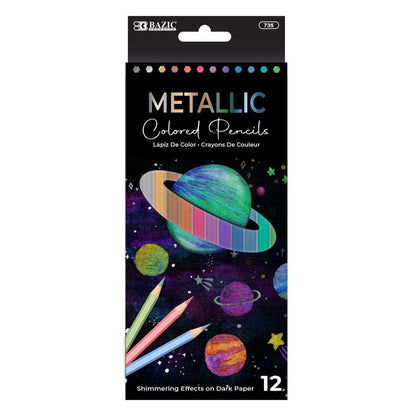 Bazic Metallic Coloured Pencils, 12pk
