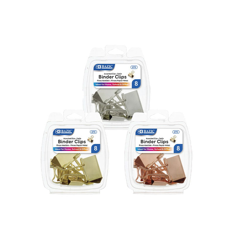 Bazic Assorted Size Binder Clips, 8pcs
