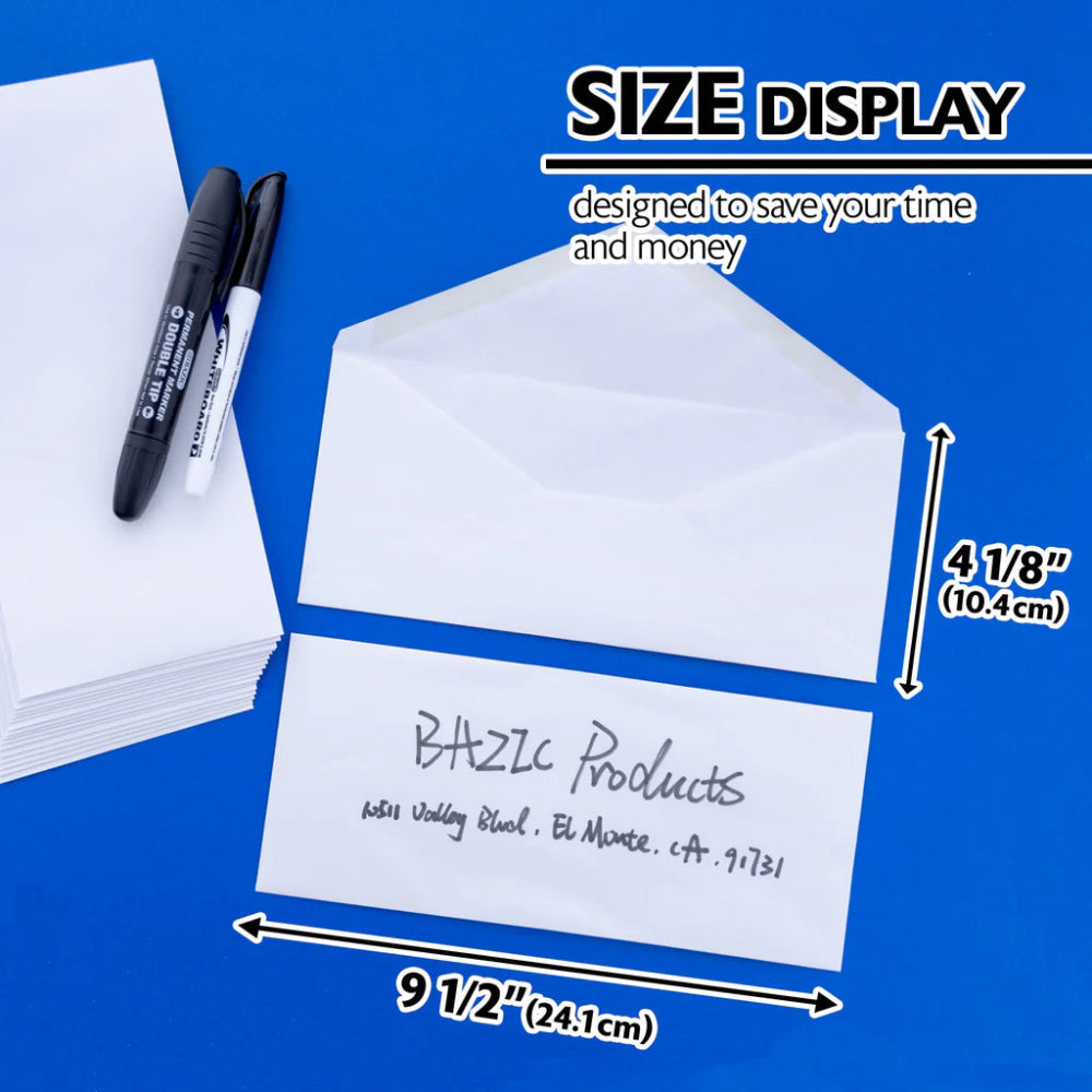 Bazic White Envelopes, 4 1/8 x 9 1/2 in, Without Window, 50 pcs