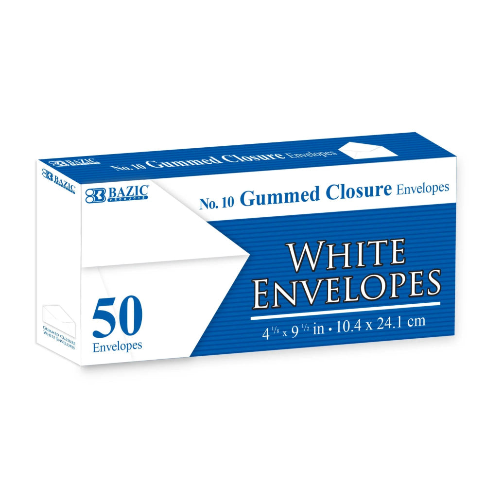 Bazic Gummed Closure Envelopes 4.125" x 9.5"