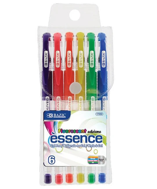 Bazic Fluorescent Essence Gel Pen 6pk