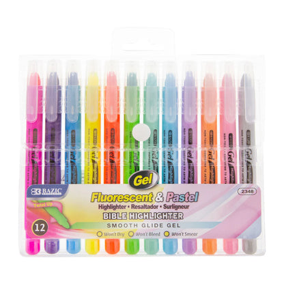 Bazic Fluorescent & Pastel Bible Highlighter, 12pk