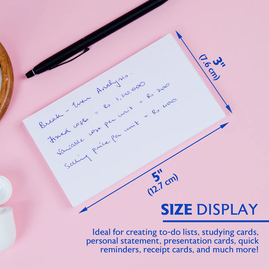 Bazic Index Cards 3" x 5" - Unruled, 100sheets