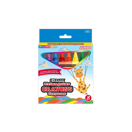Bazic Triangular Crayons Jumbo, 8 pk