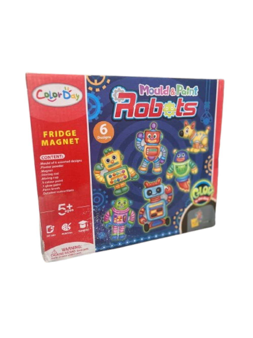 Color Day Mould & Paint Robots Glow in the Dark Fridge Magnet