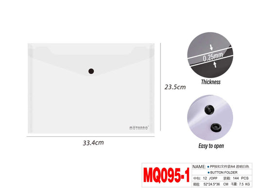 Motarro Clear Button Folder A4