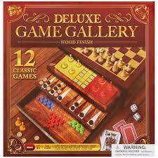 Deluxe Game Gallery Wood Finish 12 Classic Games