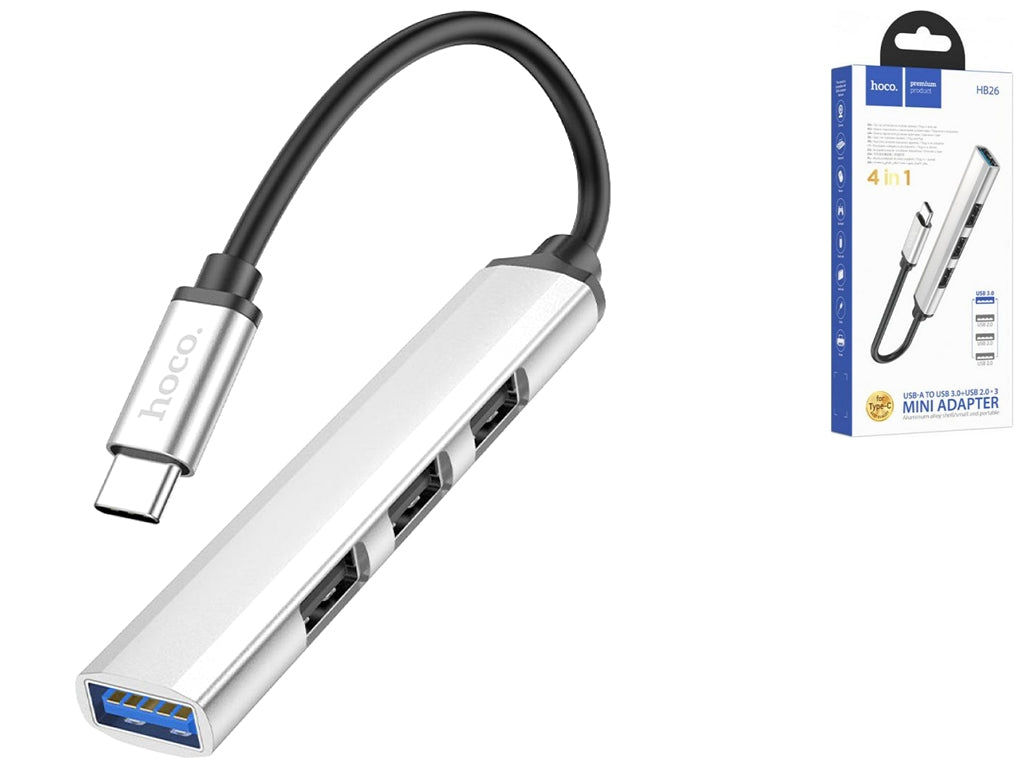 HOCO Premium Products, 4 in 1 Mini Adapter Type-C to USB 3.0+USB 2.0
