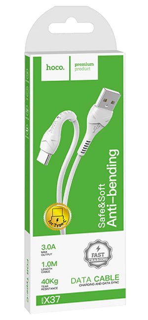 HOCO Premium Products, Safe & Soft Anti-bending Fast Charging Data Cable  for Type-C 3.0A 1M 40kg resistance