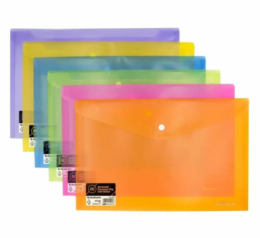 Studmark Horizontal Document Bag with Button Clear - F/C