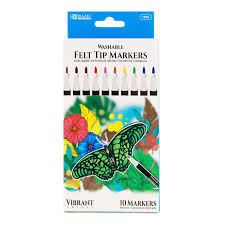 Bazic Washable Felt Tip Markers 10pk
