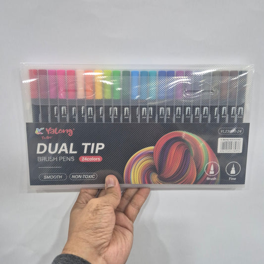 Yalong Dual Tip Brush Pens, 24 colors