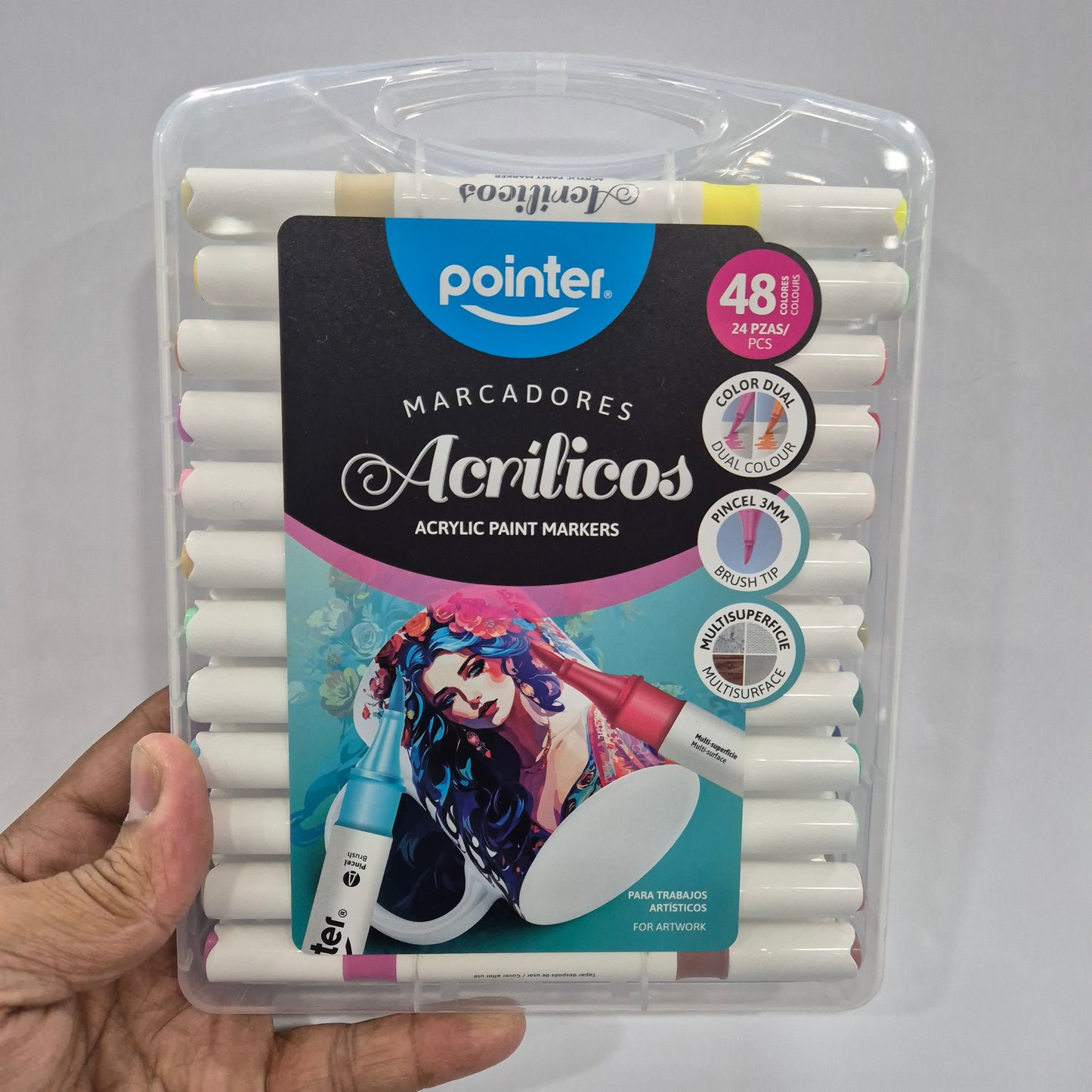 Pointer Acrylic Paint Markers, Dual Tip, Brush Tip