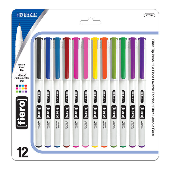 Bazic Fiber Tip Pens 12, Stationery - Shock 'N' Stock