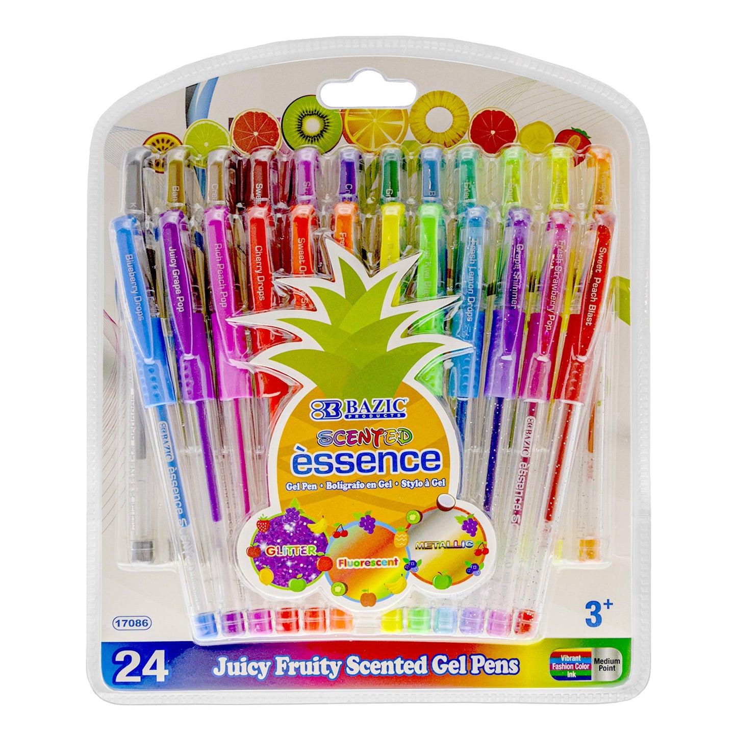Bazic Scented Essence - Juicy Fruity Scented Gel Pens, 24 pk