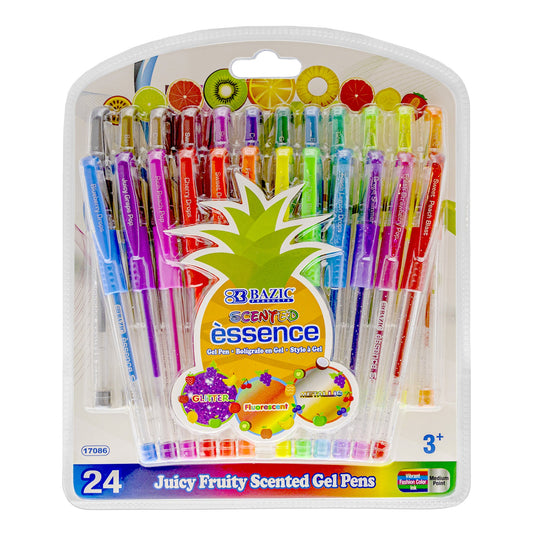 Bazic Scented Essence - Juicy Fruity Scented Gel Pens, 24 pk