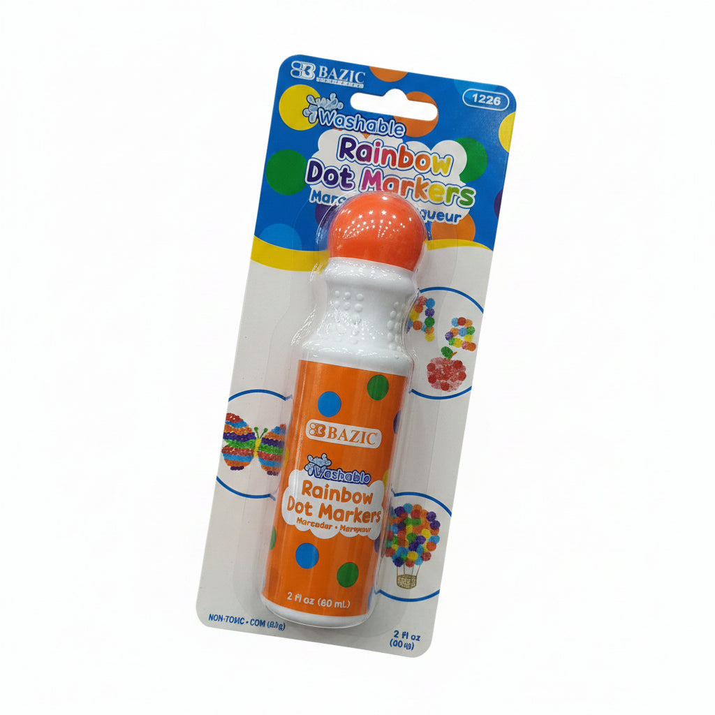 Bazic Rainbow Dot Markers - Washable