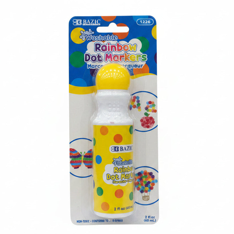 Bazic Rainbow Dot Markers - Washable