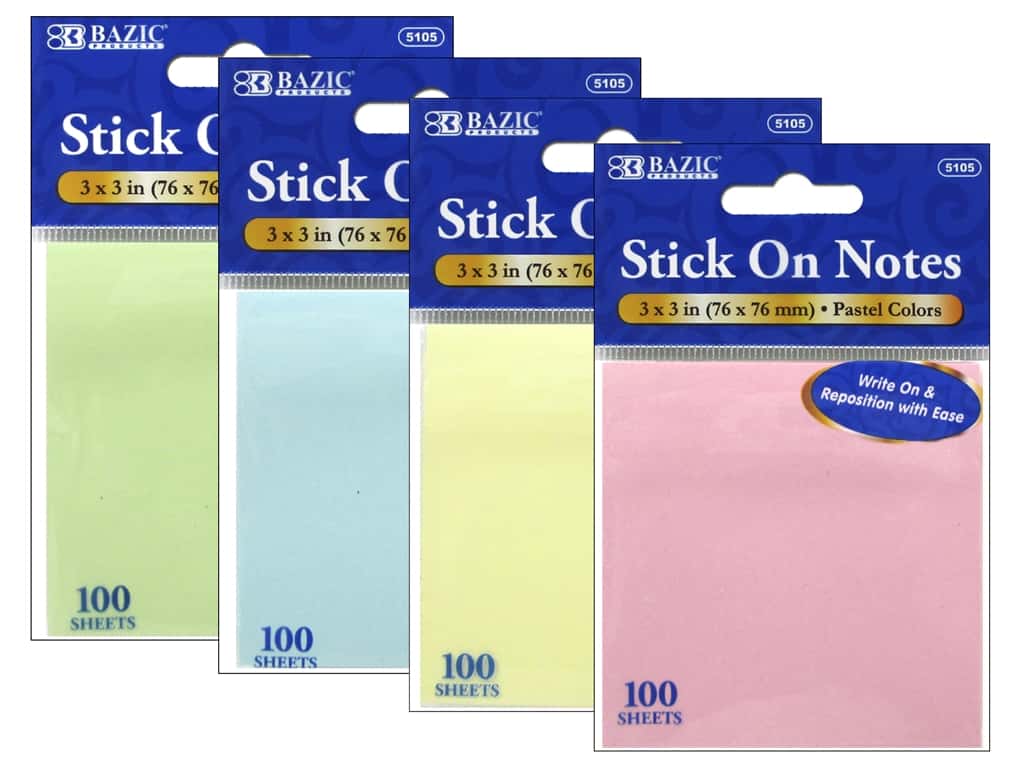 Bazic Stick On Notes - Pastel Color