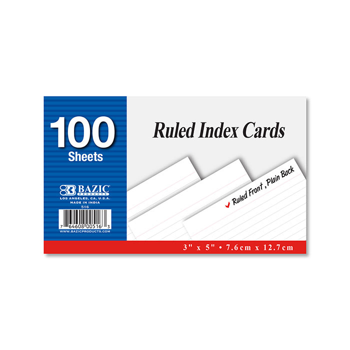 Bazic Ruled Index Cards 3" x 5"