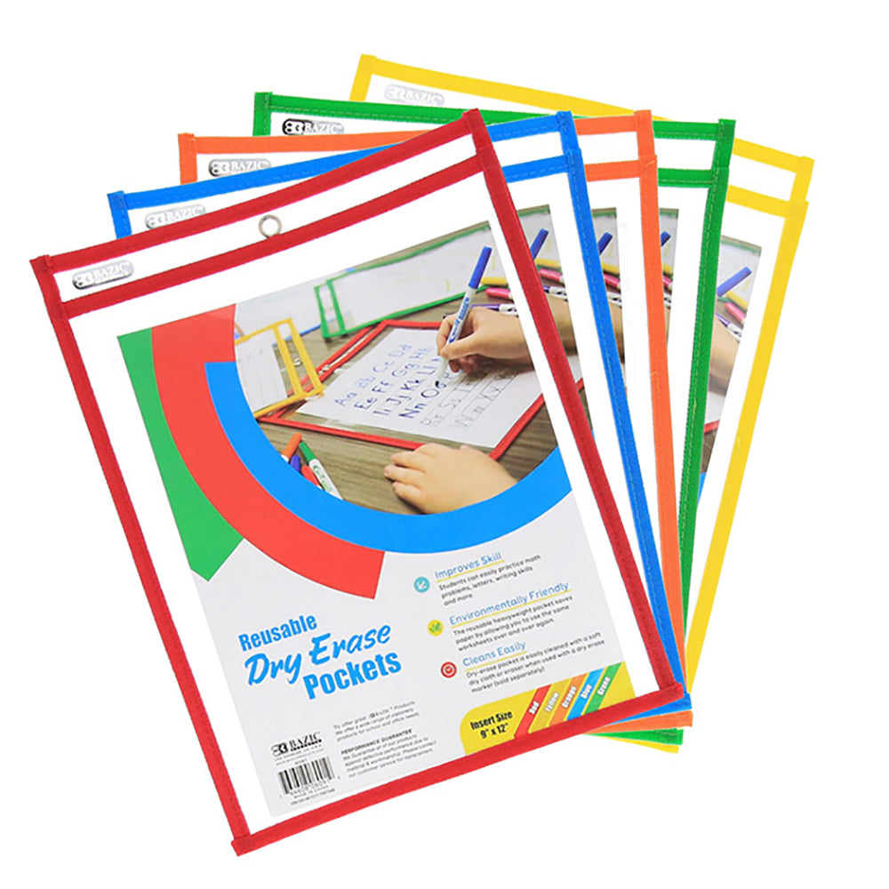 Bazic Dry Erase Reusable Pockets 9" x 12"