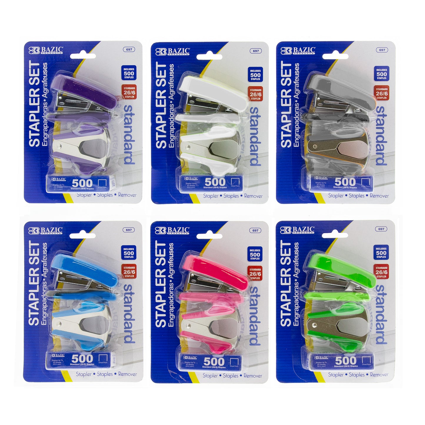 Bazic Stapler Set - Standard 26/6 Staples