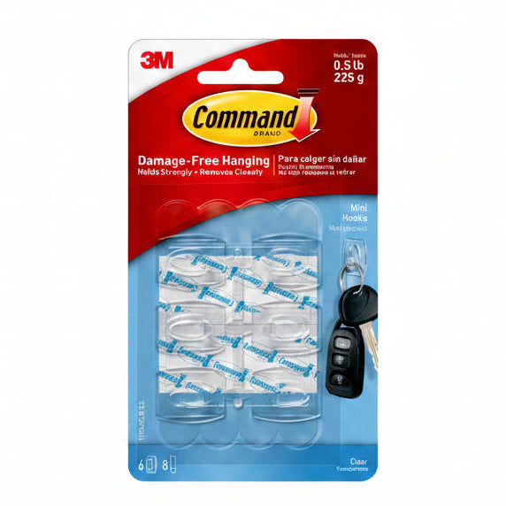 3M Command Hook Mini Clear - 1/2LB