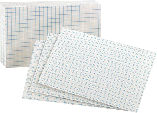 Bazic Index Cards 3" x 5" - Grid, 100sheets