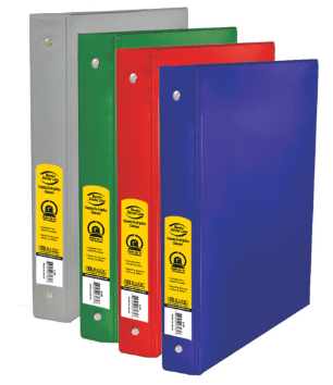 Bazic 3 Ring Binder with 2 Pockets, 1"