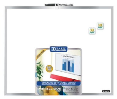 Bazic Magnetic Dry Erase Board With Marker - 16" x 20"