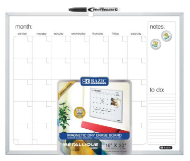 Bazic Magnetic Dry Erase Board With Marker - 16" x 20"