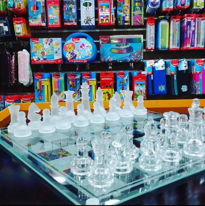 Glass Chess Set - 14" x 14"