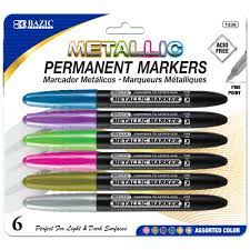 Bazic Metallic Permanent Marker 6pk