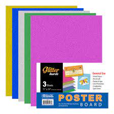Bazic - Glitter Poster Boards - 3 Sheets 11" x 14"